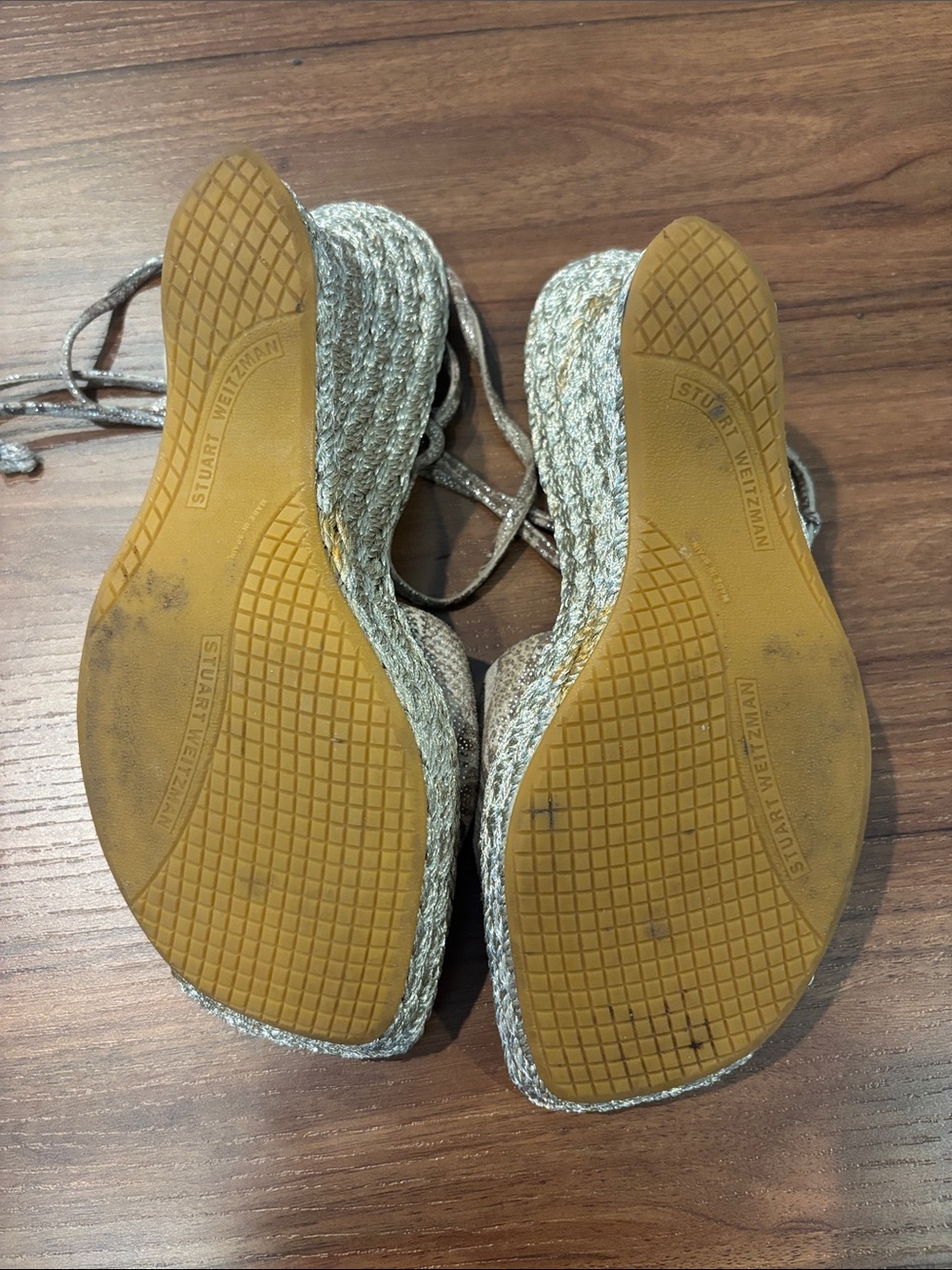 Stuart Whitman Snake-Print Lace-Up Espadrille Sandals in Taupe size 9 - Picture 2 of 4